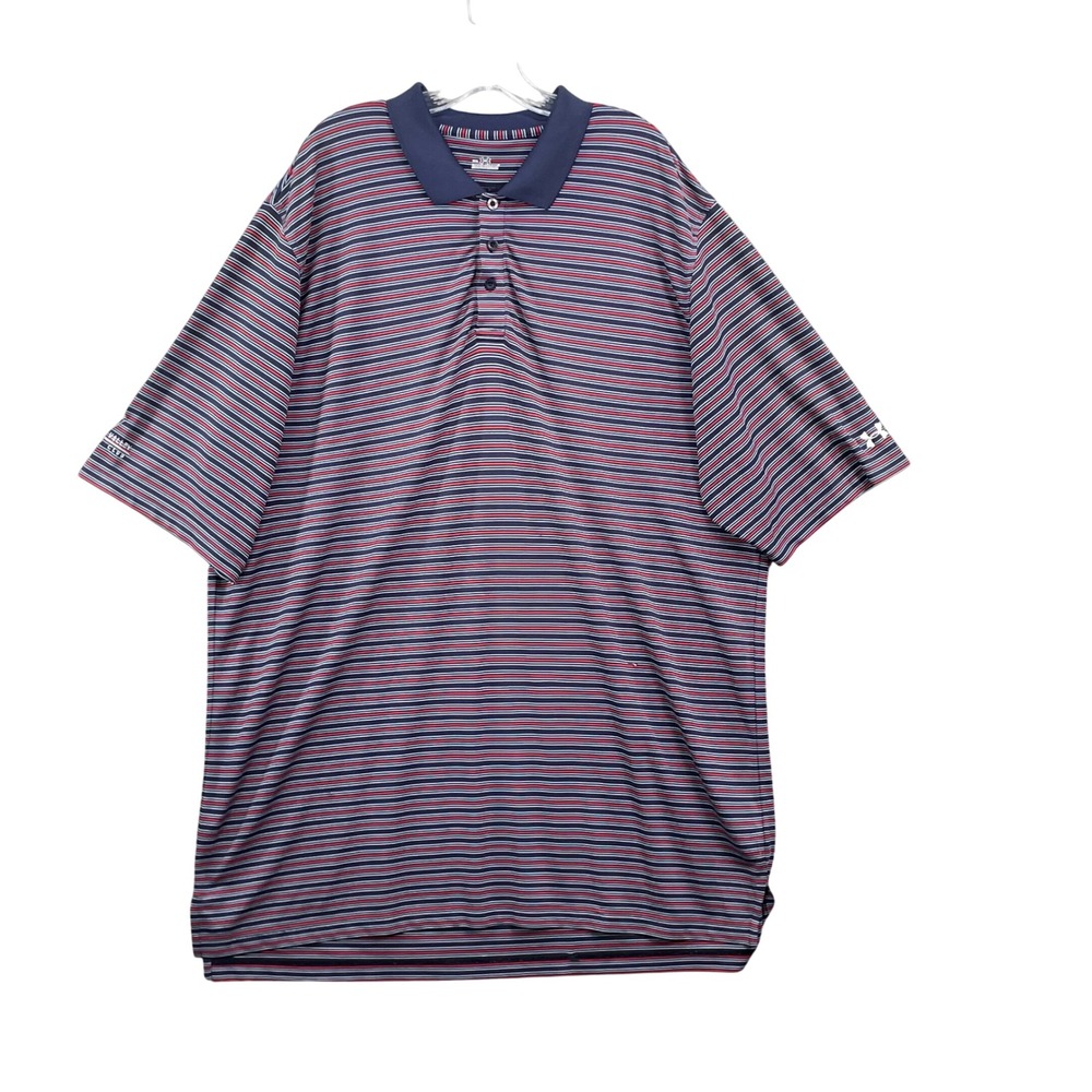 Under Armour Polo Shirt Mens XXL Blue Striped Hidden Valley Country Club Golf